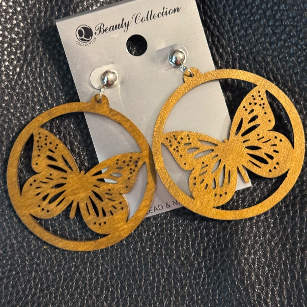 Butterfly Wooden Earrings NEW